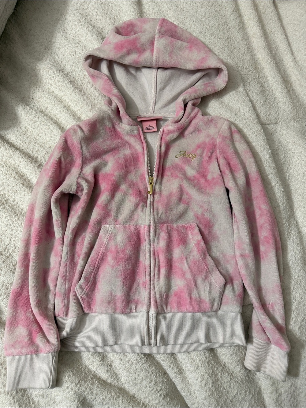 Kids Juicy Couture Los Angeles velour pink tie dye zip up hoodie jacket sz 6